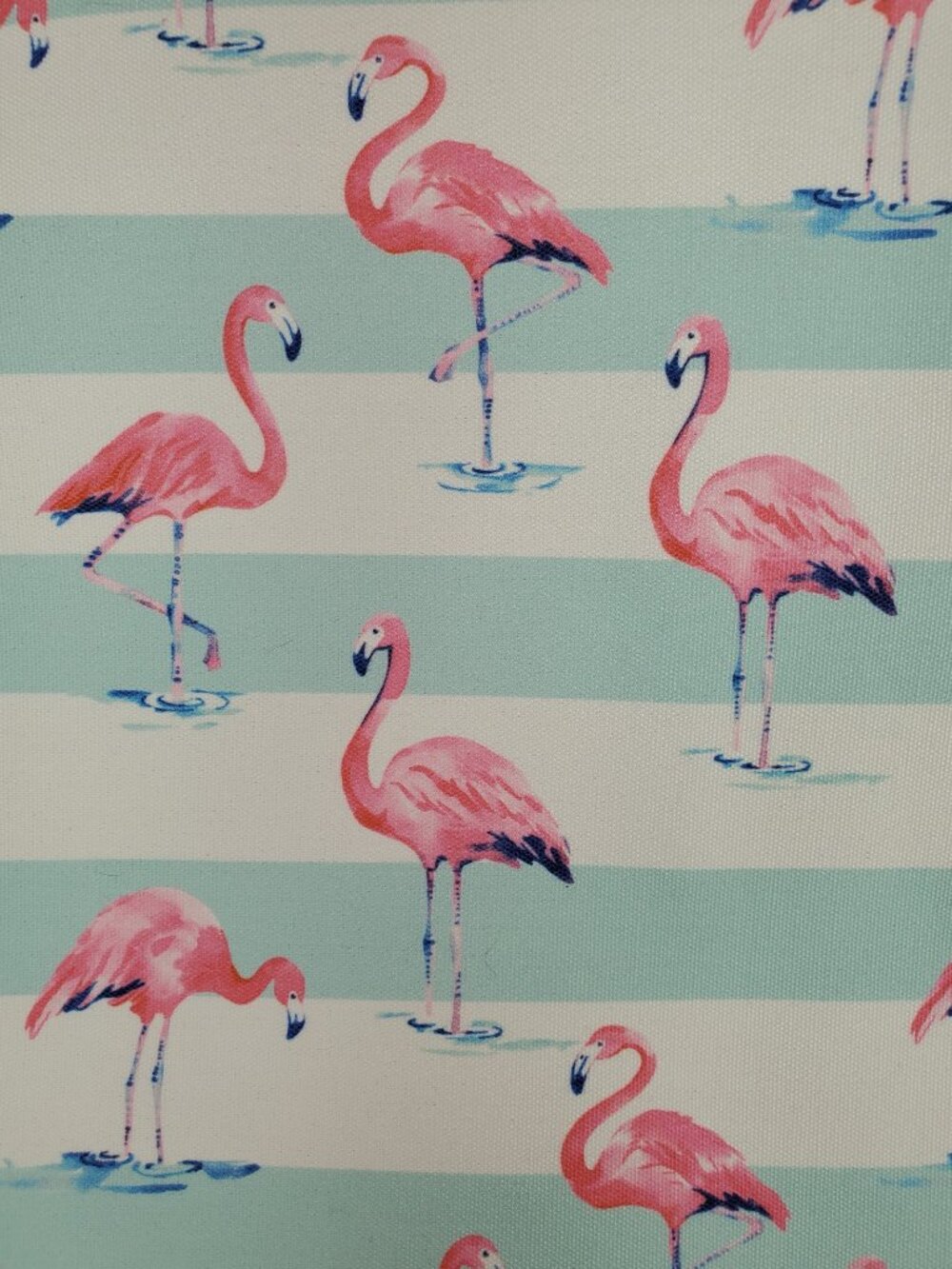 Flamingo Beach Tote Bag w/ Rope Handles, Large, Striped Pink Blue White NWT - Picture 8 of 11